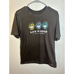 Life is Good Men’s Crusher Tee T-Shirt Size M Graphic Smiley Faces In All Shades